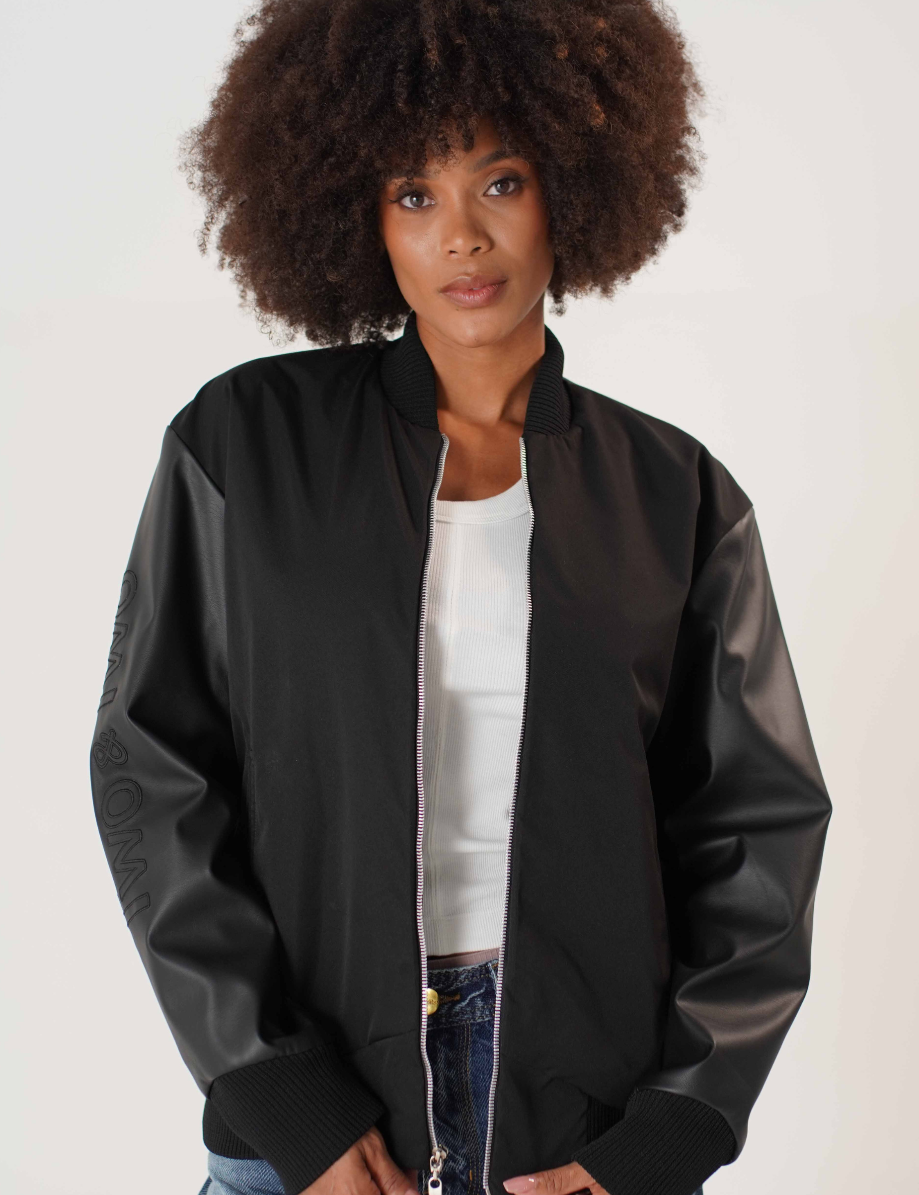 CHAQUETA BOMBER NEGRA MUJER
