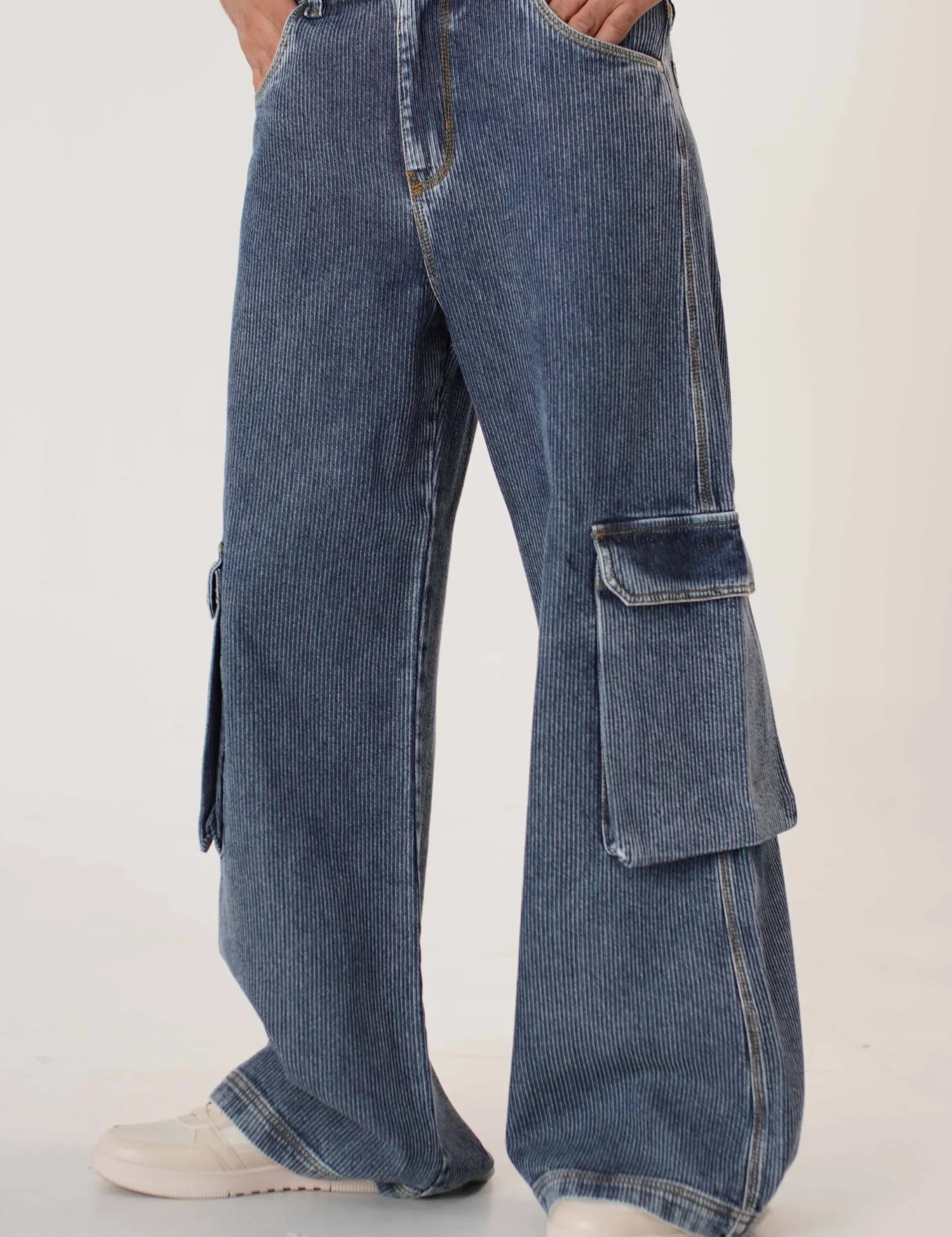 RIBBED CARGO JEAN WIDE LEG UNISEX