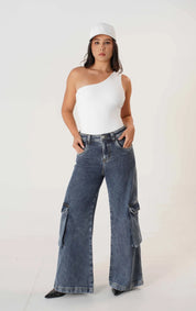 RIBBED CARGO JEAN WIDE LEG UNISEX