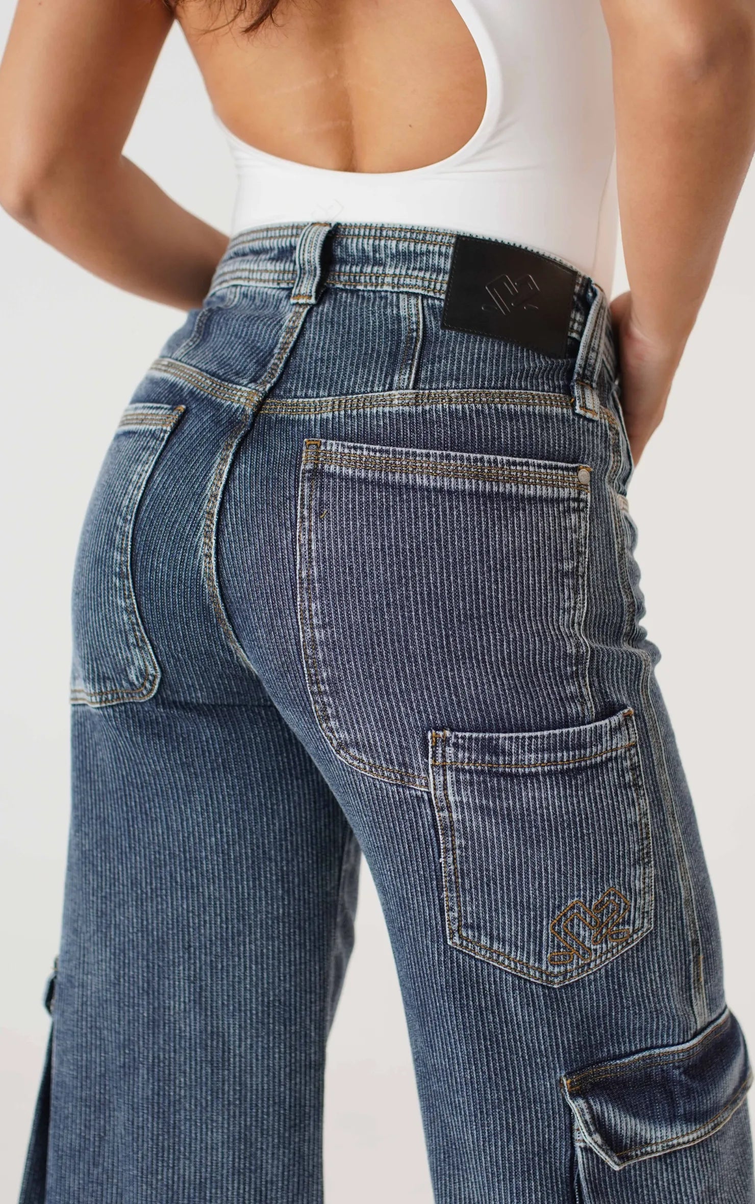 RIBBED CARGO JEAN WIDE LEG UNISEX