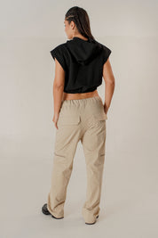 Hoodie Manga Sisa Semi Amplio Dama