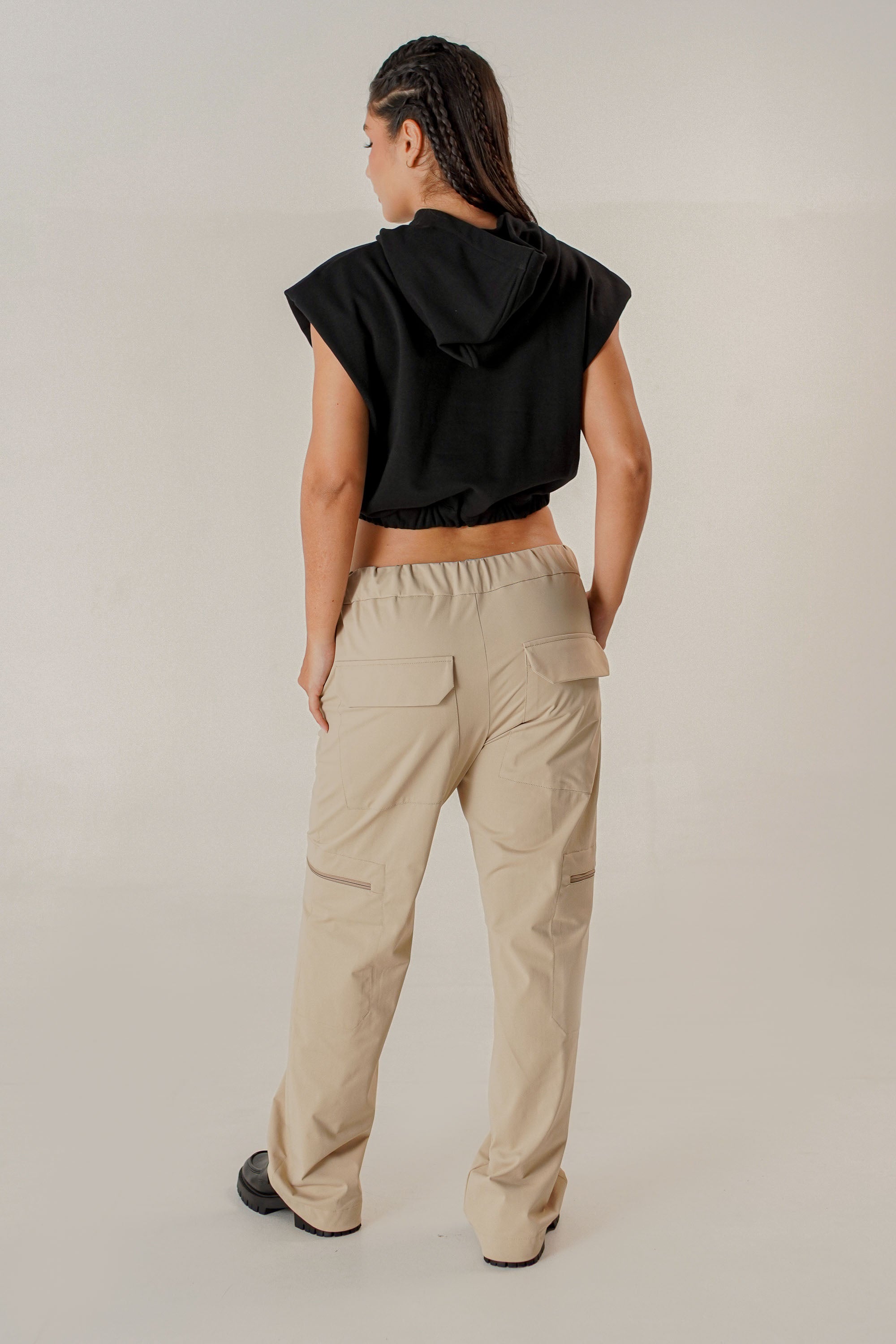 Hoodie Manga Sisa Semi Amplio Dama