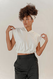 Hoodie Manga Sisa Semi Amplio Dama