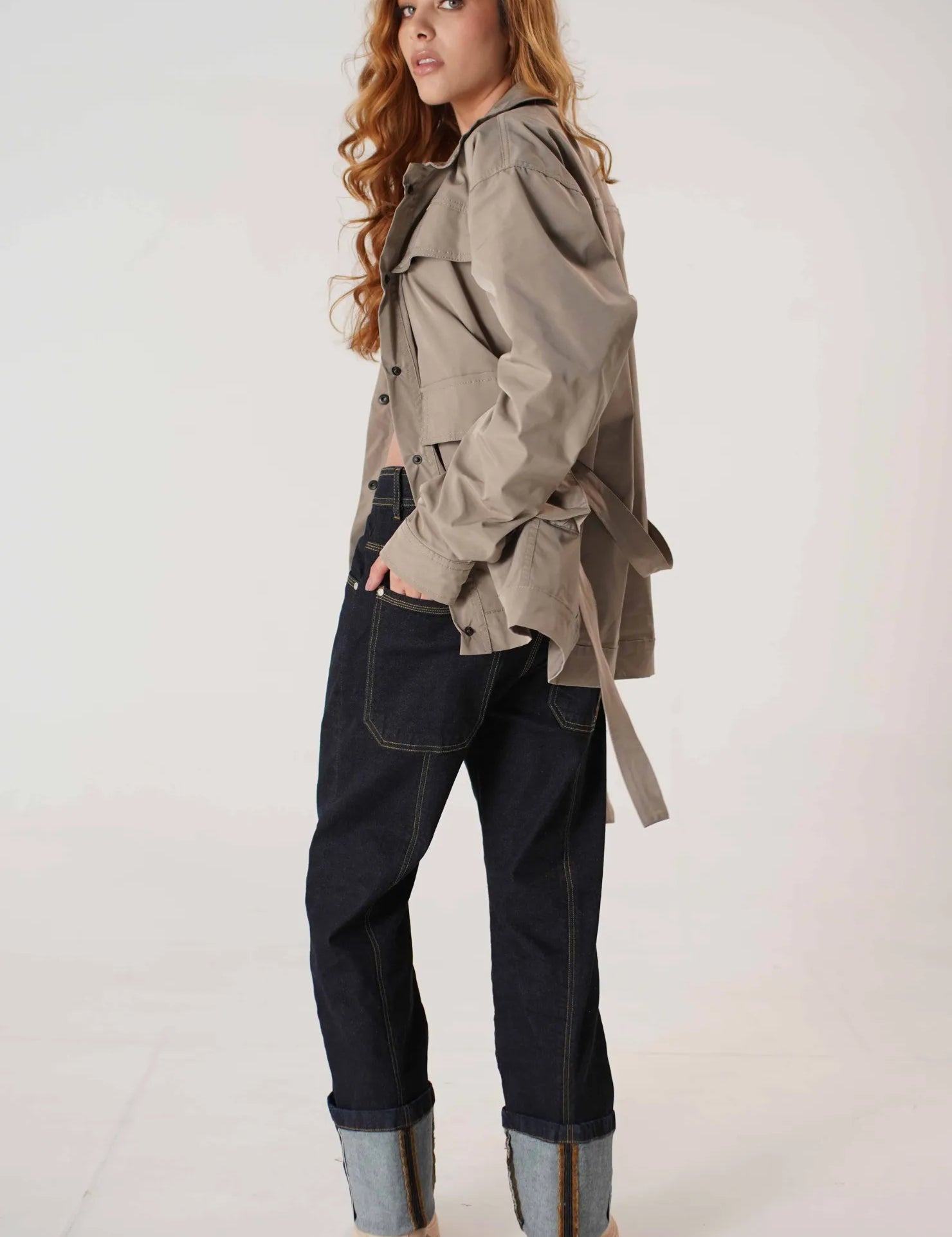 Chaqueta Cinturon Regular Dama