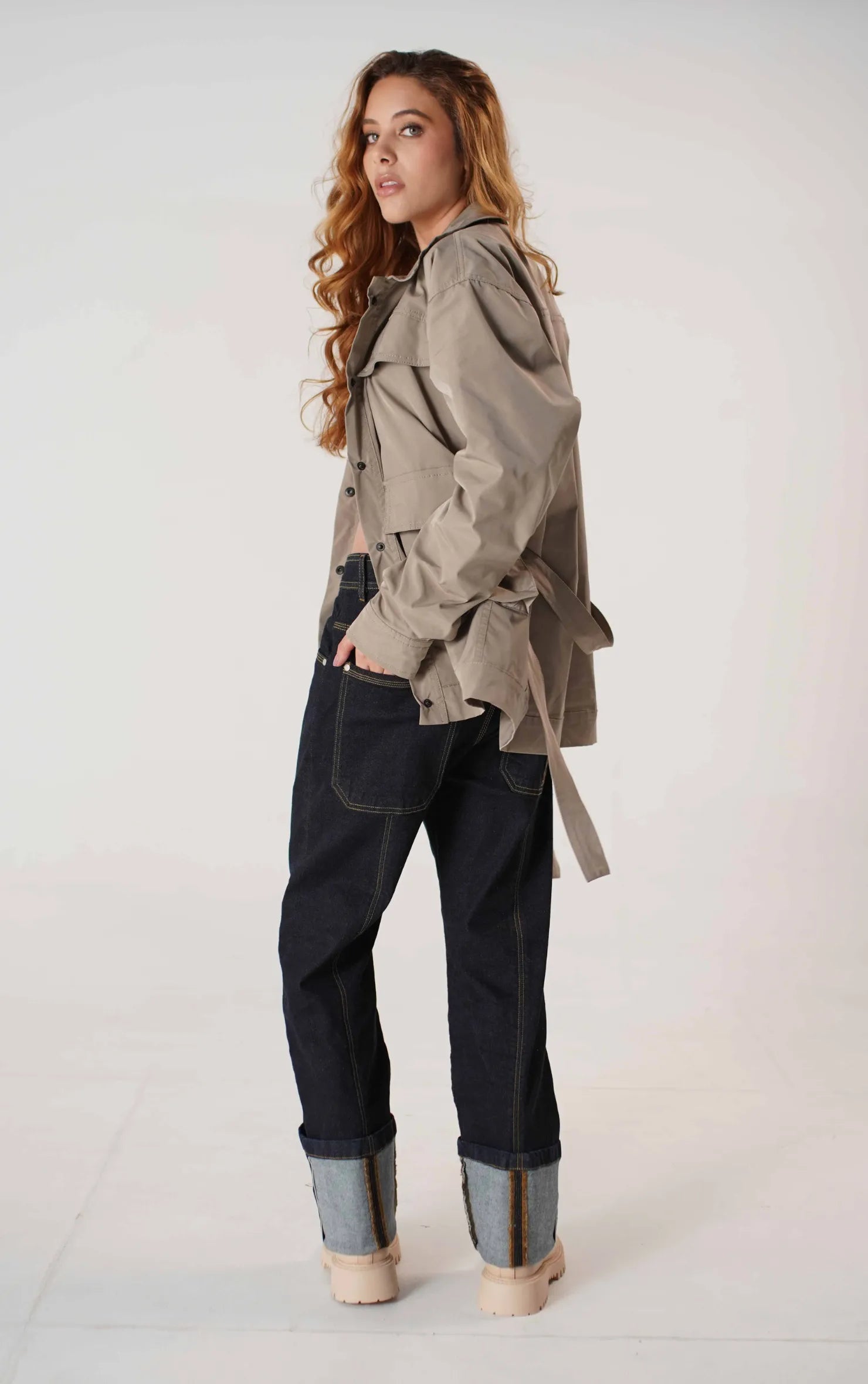Chaqueta Cinturon Regular Dama