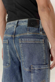Ribbed Cargo Jean Wide Leg Hombre