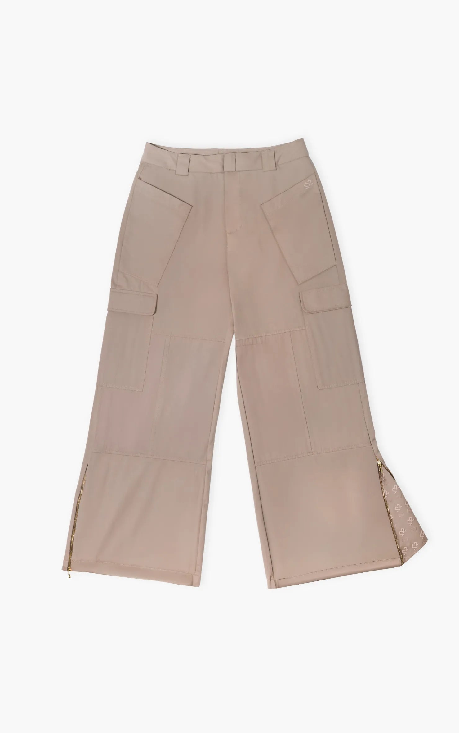 TRIANGLE CARGO PANTS BEIGE WIDE LEG DAMA TWO&TWO