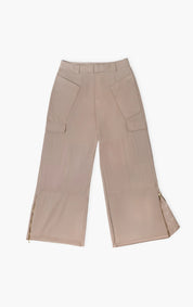 TRIANGLE CARGO PANTS BEIGE WIDE LEG DAMA TWO&TWO