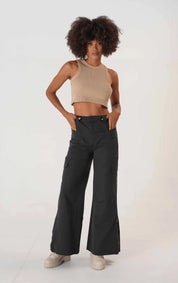TRIANGLE CARGO PANTS NEGRO WIDE LEG DAMA TWO&TWO