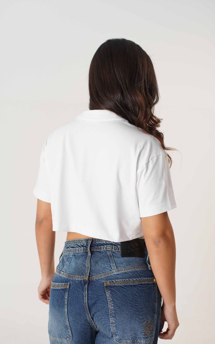 TSHIRT CROP TOP BLANCO OVERSIZE DAMA