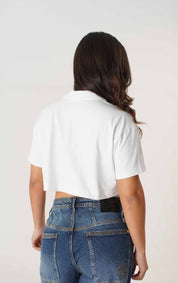 TSHIRT CROP TOP BLANCO OVERSIZE DAMA