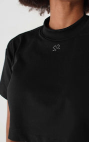 TSHIRT CROP TOP OVERSIZE DAMA NEGRO