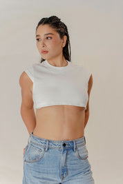 TSHIRT SUPER CROP TOP BLANCO SLIM FIT DAMA