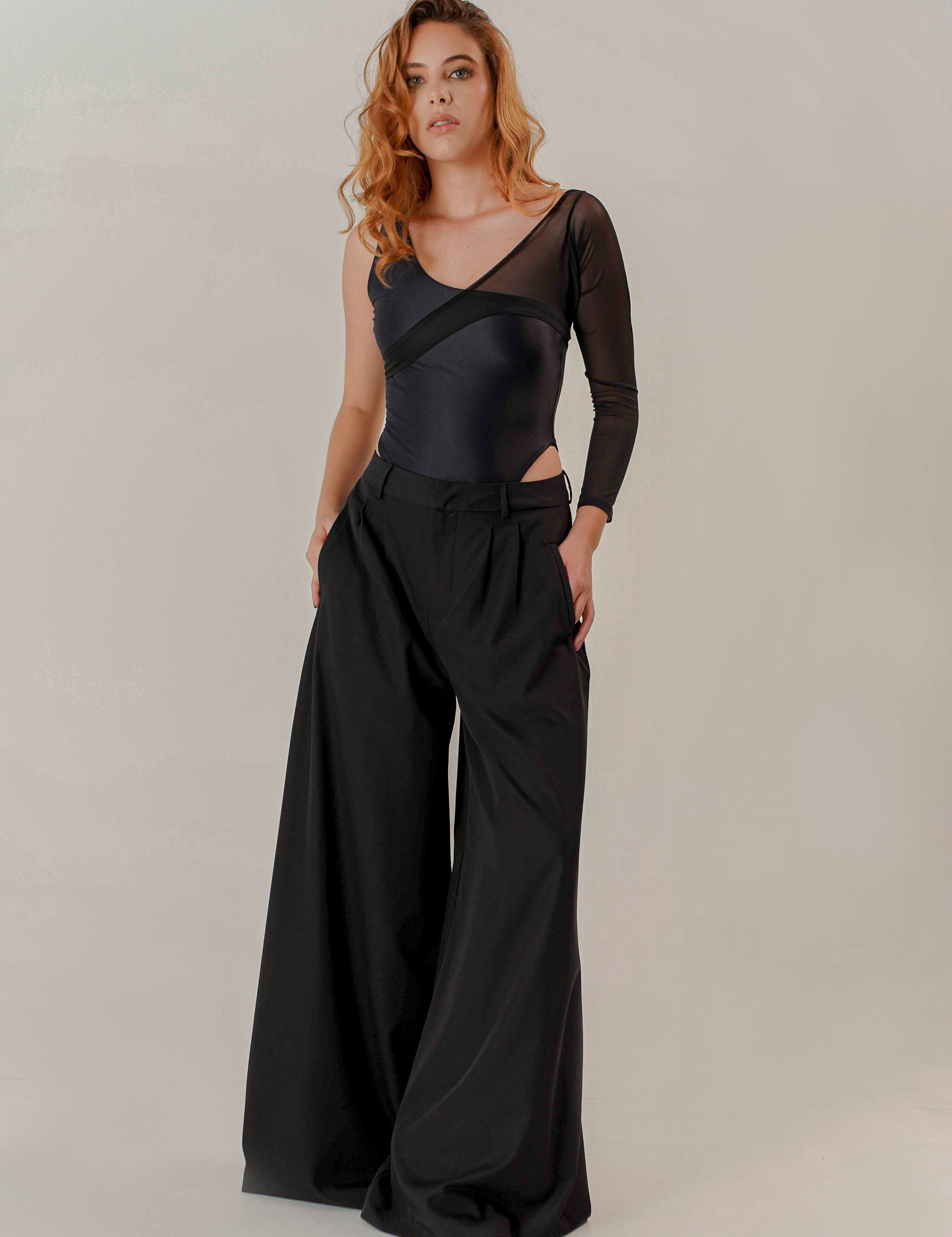 WIDE FLOW PANTS NEGRO SUPER WIDE LEG DAMA TWO&TWO