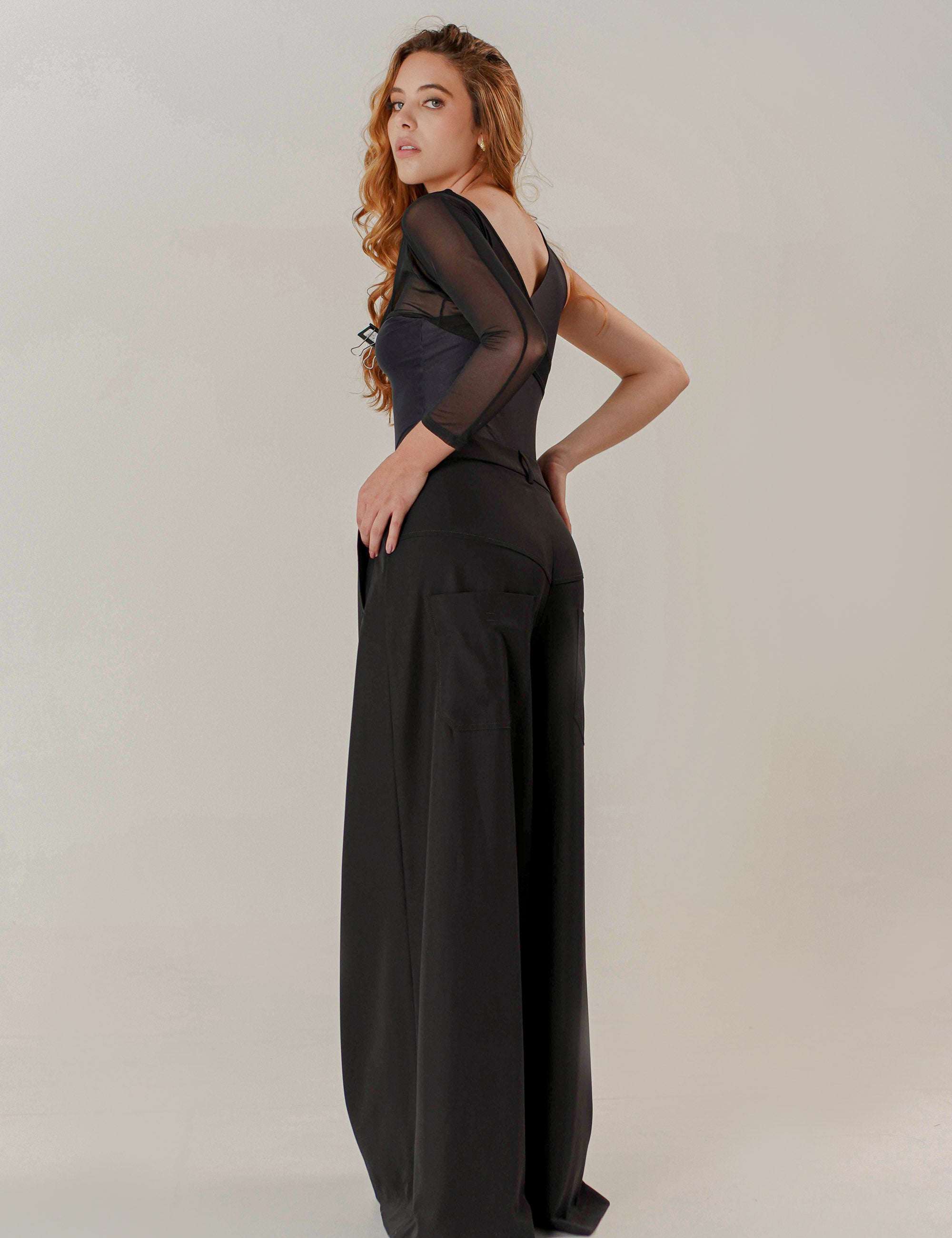 WIDE FLOW PANTS NEGRO SUPER WIDE LEG DAMA TWO&TWO