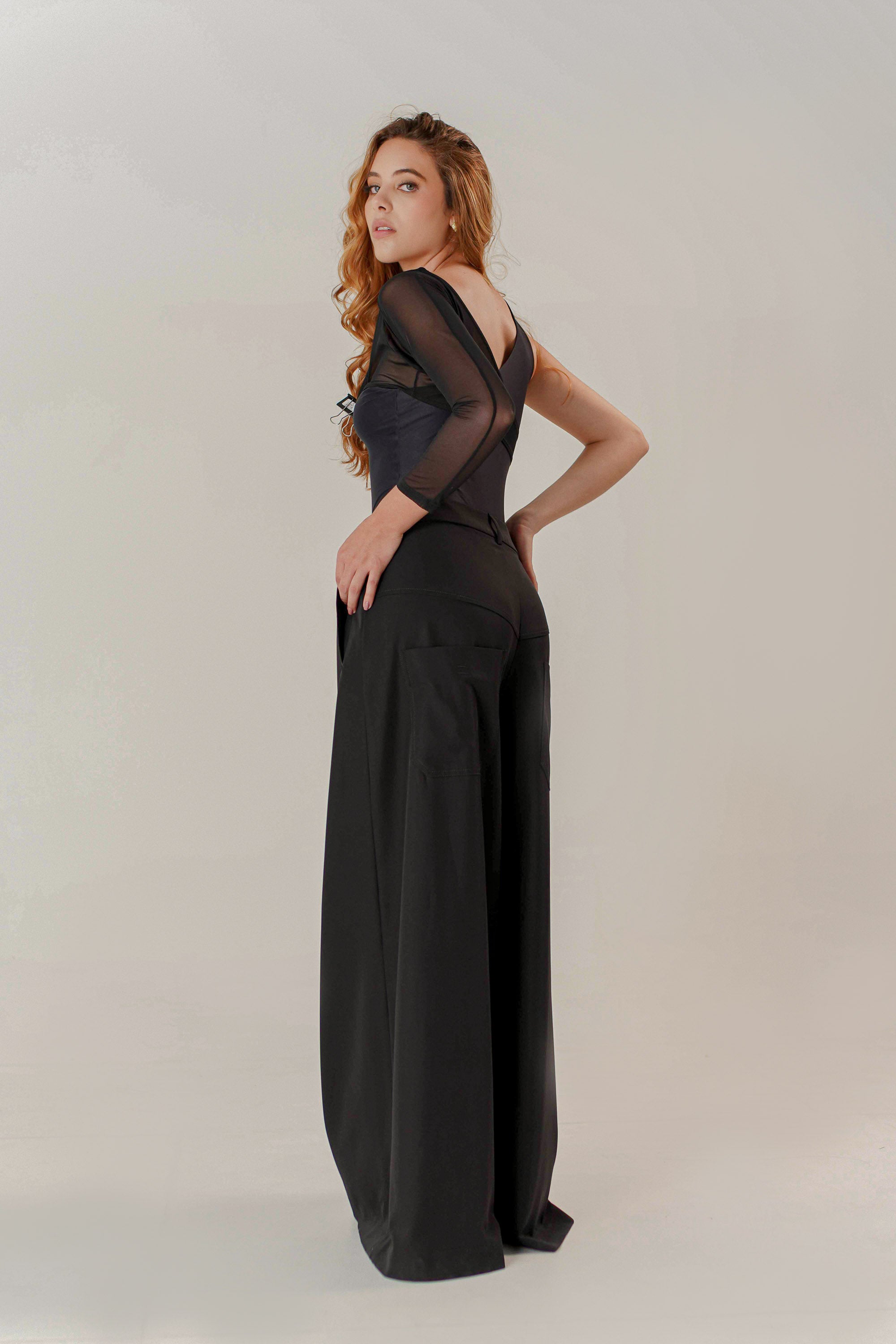 WIDE FLOW PANTS NEGRO SUPER WIDE LEG DAMA TWO&TWO