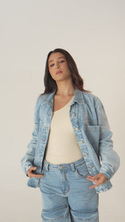 Chaqueta Denim Textura Regular Dama